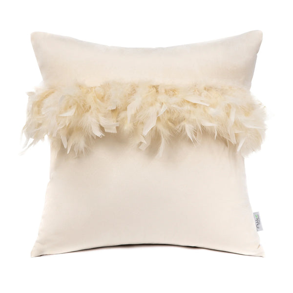 Soft Feather Velvet Modern Cushion Cover Beige 18"x18"