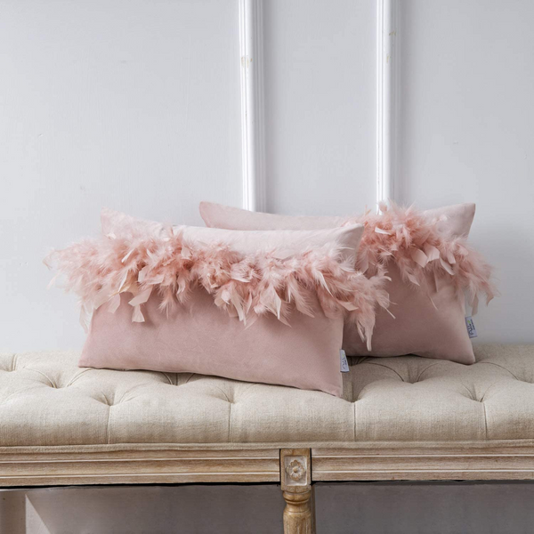 Soft Feather Velvet Modern Cushion Cover Pink