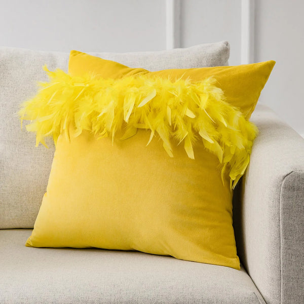 Soft Feather Velvet Modern Cushion Cover Yellow 18"x18"