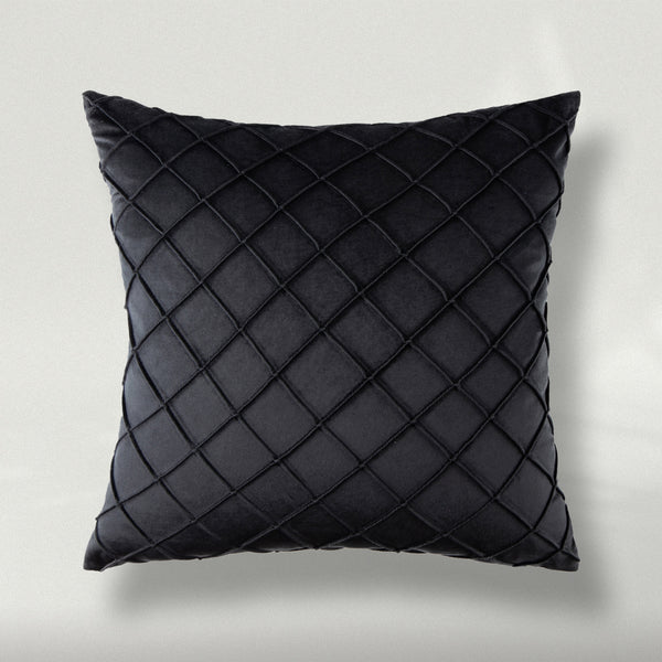 Soft Pleated Velvet Series Square Throw Pillow Cover Black 18"x18"