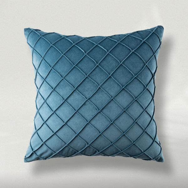 Soft Pleated Velvet Series Square Throw Pillow Cover Lake Blue 18"x18"