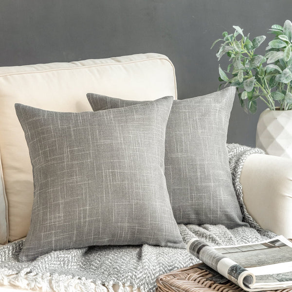 Soft Textured Linen Burlap Throw Pillow Cover Light Gray 18"x18"