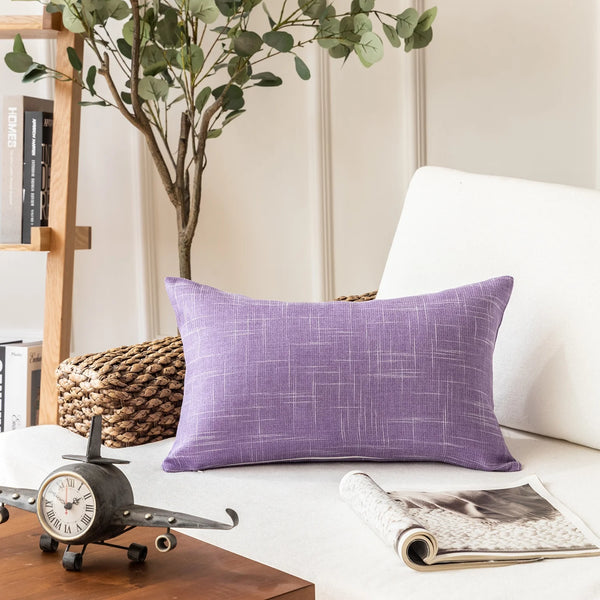 Soft Textured Linen Burlap Throw Pillow Cover Light Purple 12"x20"