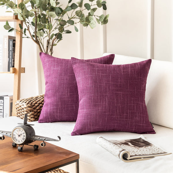 Soft Textured Linen Burlap Throw Pillow Cover Purple