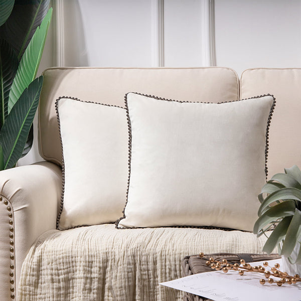 Soft Velvet Throw Pillow with Silver Color Particles White 18"x18"