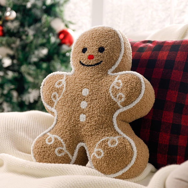 Teddy Sherpa Gingerbread Christmas Pillows 13"x17"