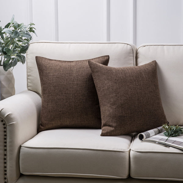 Textural Faux Linen Throw Pillow Cover Brown 18"x18"