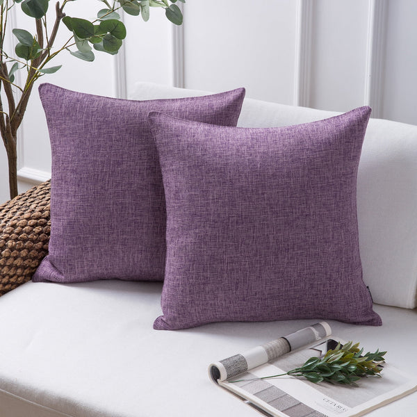 Textural Faux Linen Throw Pillow Cover Light Purple