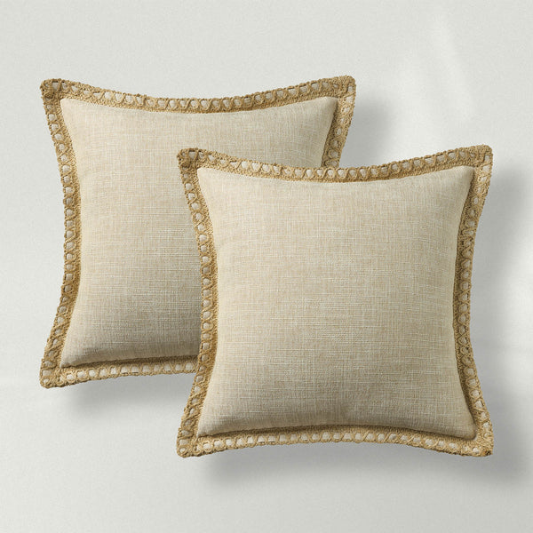 Trimmed Edges Linen Decorative Pillow Cover