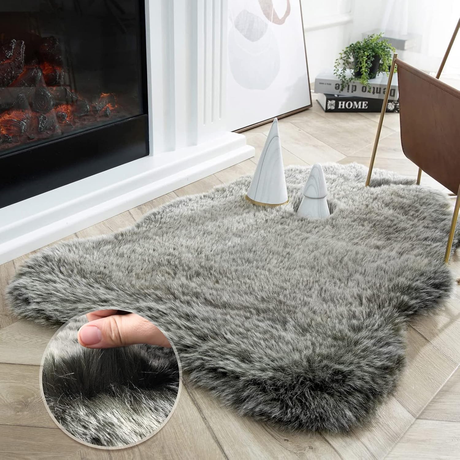 Large Fur Rug Ultra-Soft Faux Fox Fur Rug Green 2x2.8 ft – Phantoscope Co