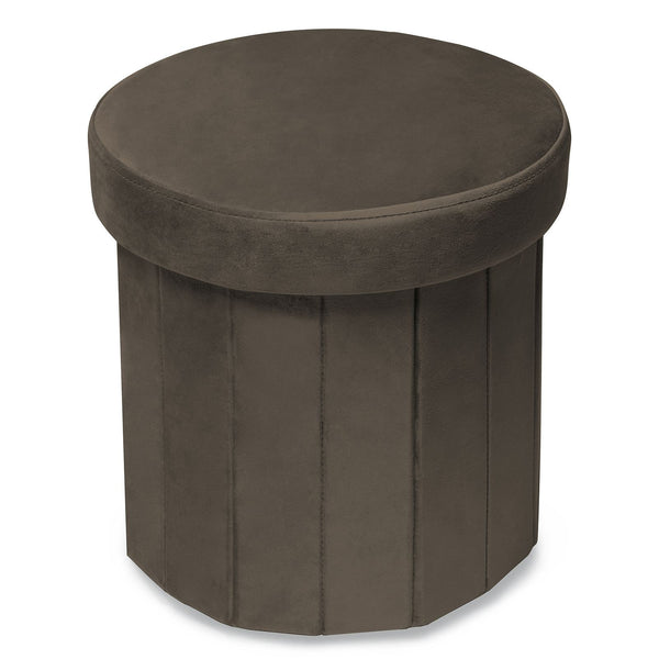 Velvet Folding Storage Ottoman Coffee Round 15 Inch
