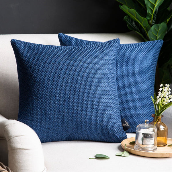Woven Textured Checker Plaid Couch Pillow Cover 20"x20"