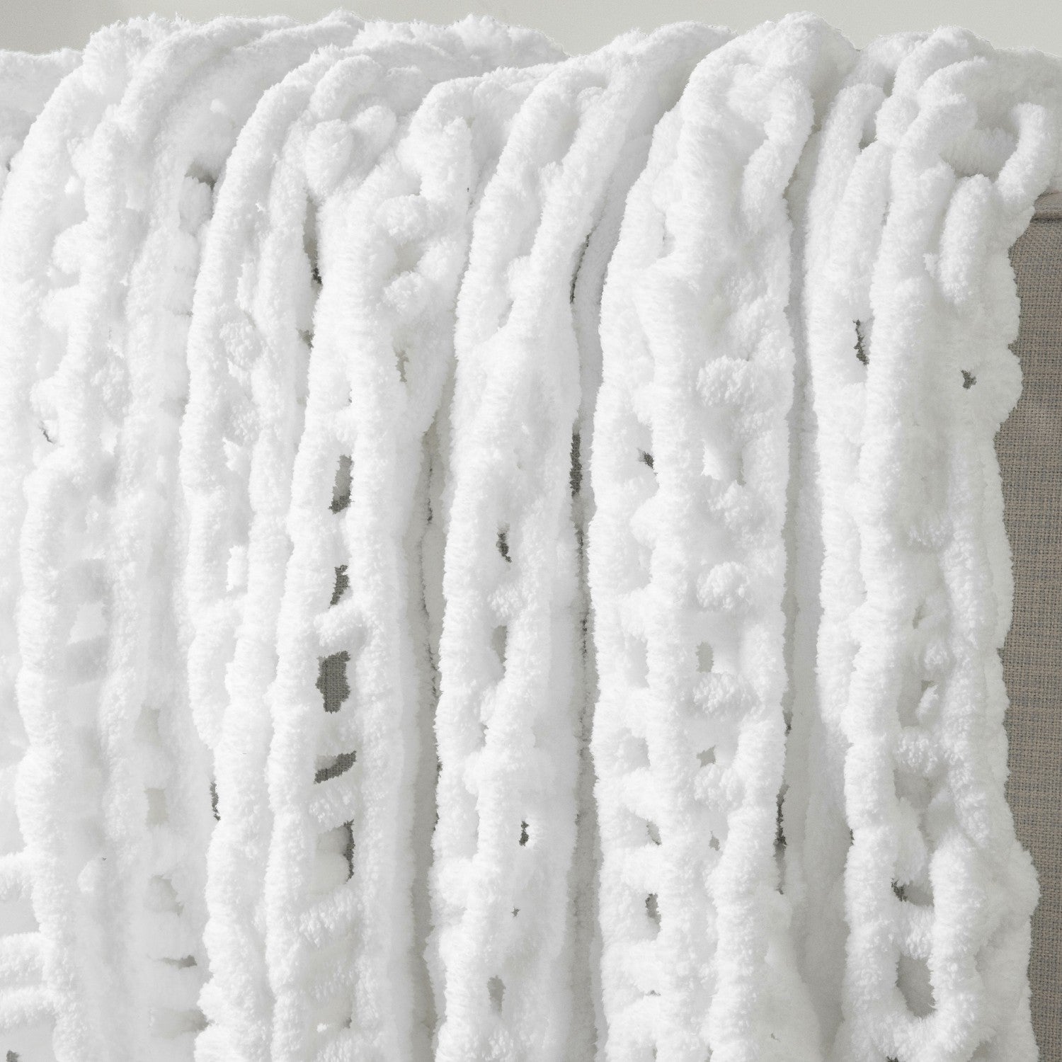 Fishbone Thick Thread Knitted Blanket, 51*63in / Off White
